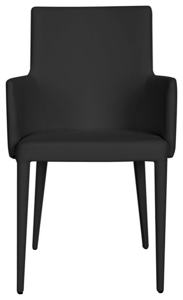 Amber Arm Chair Black PU Leather   Midcentury   Dining Chairs   by Peachtree Fine Furniture  Houzz