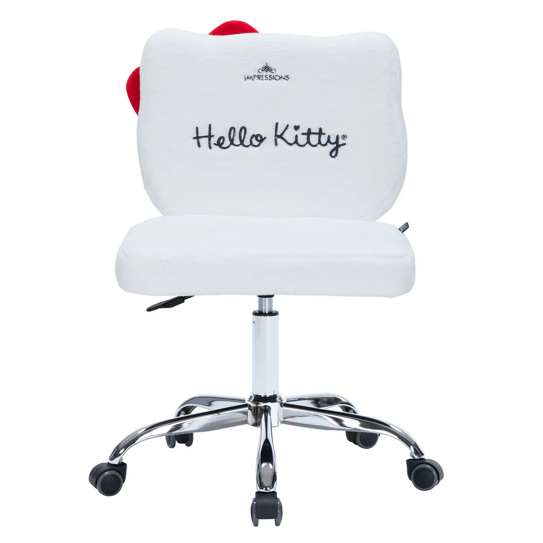 IVFC-HK229-TDYWHT | Hello Kitty® Teddy Fur Swivel Vanity Chair