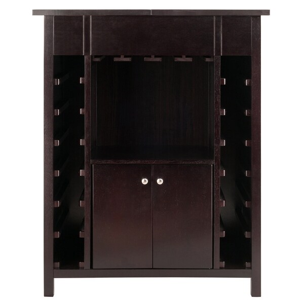 Yukon Wine Cabinet， Expandable Top， Espresso - 29.92 x 17.32 x 37.01 inches