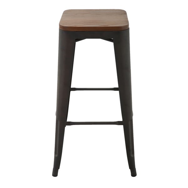 Carbon Loft Borelli Elm Wood/ Brushed Grey Metal 30-inch Bar Stools (Set of 2)