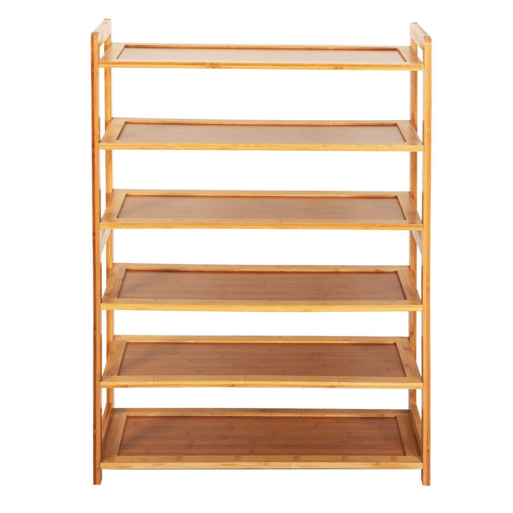 Zimtown Bamboo Wood 6-Tier Shoe Rack Pairs Entryway Shoe Shelf Tower Shoe Storage Organizer for Closet Hallway Living Room Bedroom Dorm Natural