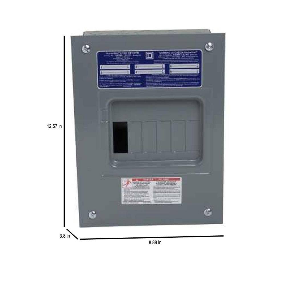 Square D Homeline 100 Amp 6-Space 12-Circuit Indoor Flush Mount Main Lug Load Center with Cover No Door(HOM612L100FCP) HOM612L100FCP