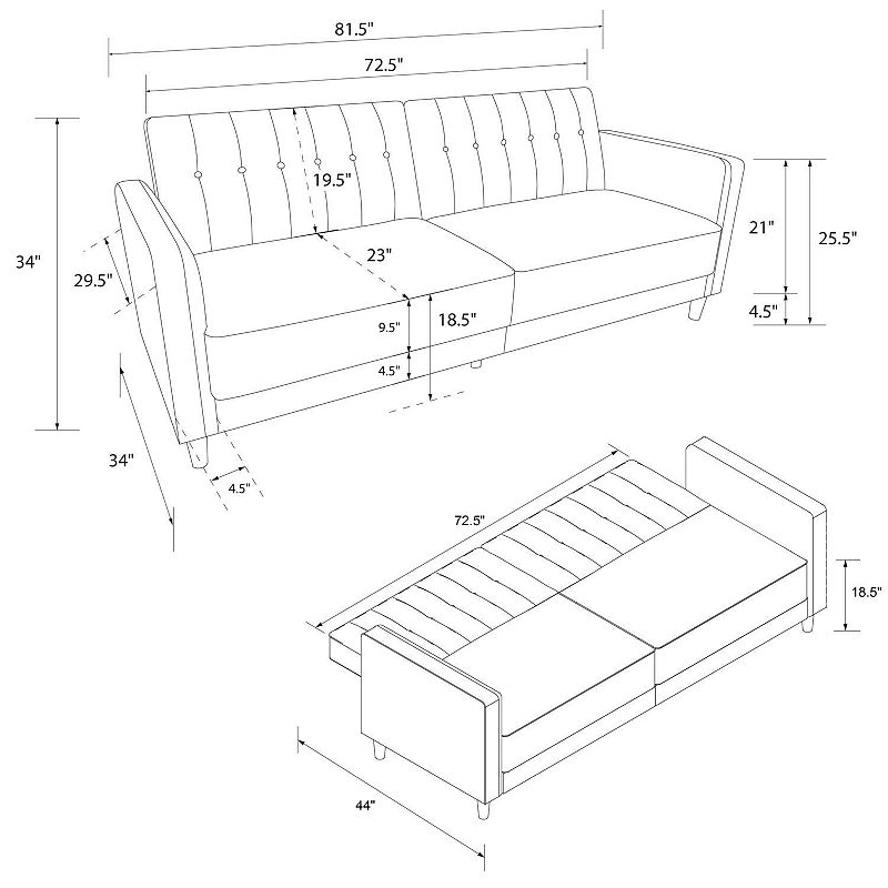 Atwater Living Lenna Tufted Transitional Futon