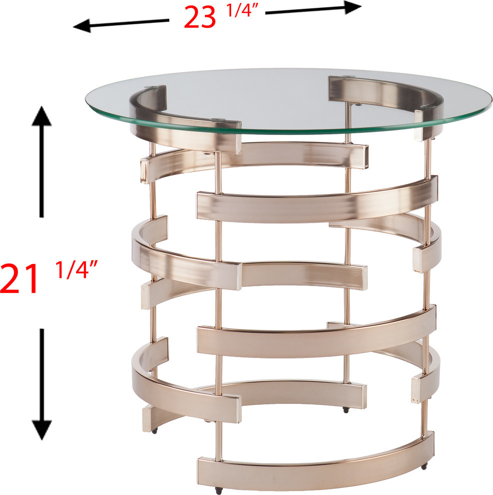 SEI Furniture Belmar Round End Table in Champagne   Contemporary   Side Tables And End Tables   by HedgeApple  Houzz