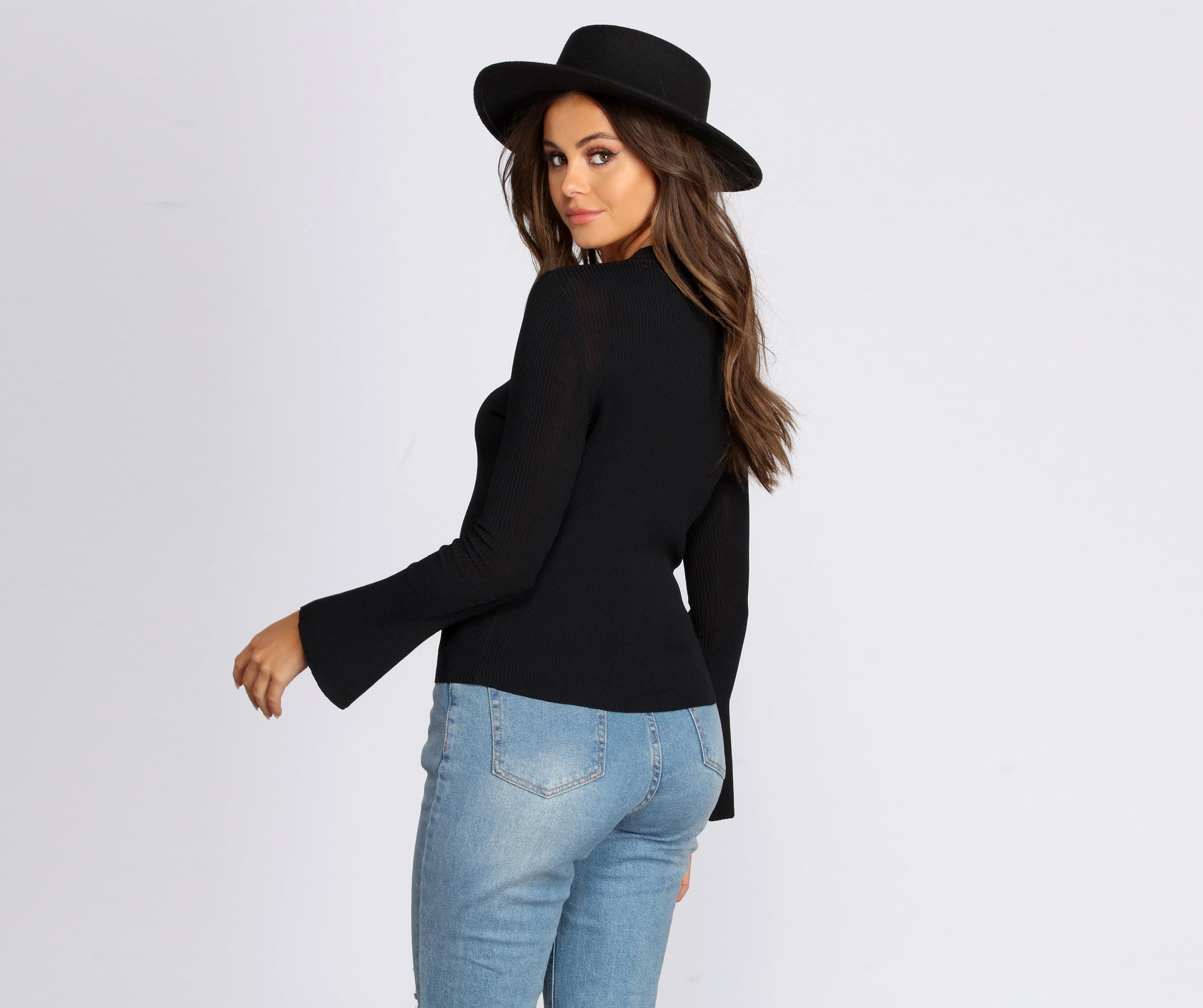 Crew Neck Bell Sleeve Top