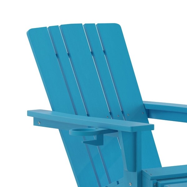 Commercial AllWeather Adirondack Chair with Pullout Ottoman and Cupholder