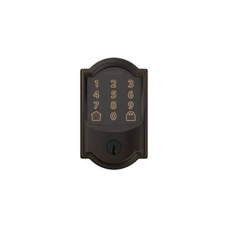 Schlage Camelot Aged Bronze Encode Smart Wi-Fi Deadbolt with Alarm and Camelot Handle Set with Accent Handle with Camelot Trim BE489WBCAM716 FE285GCAM716ACCCAM