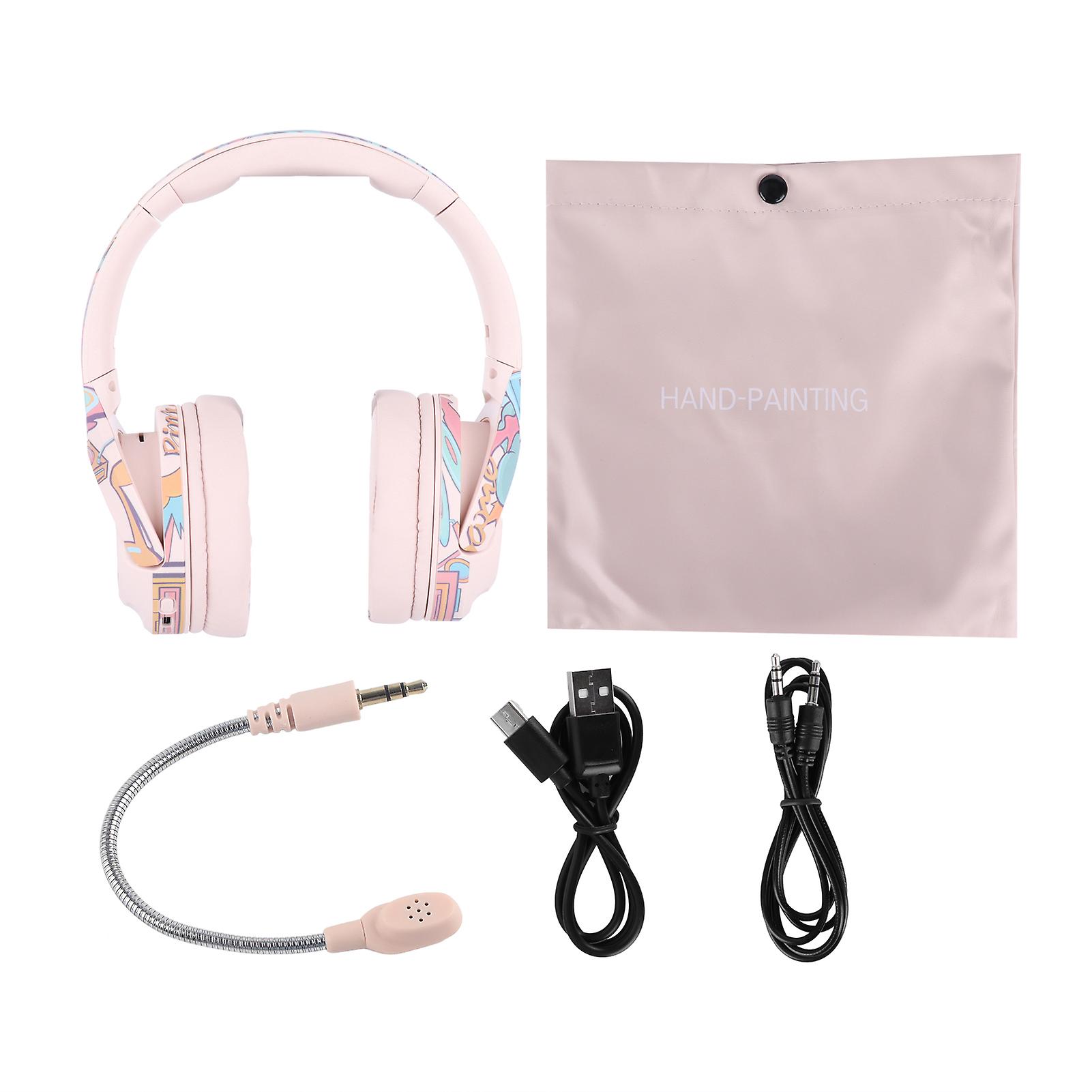 Ela2 Bluetooth Headset Wireless Headmounted Luminous Hifi Headphones With Microphone For Gaming(pink )