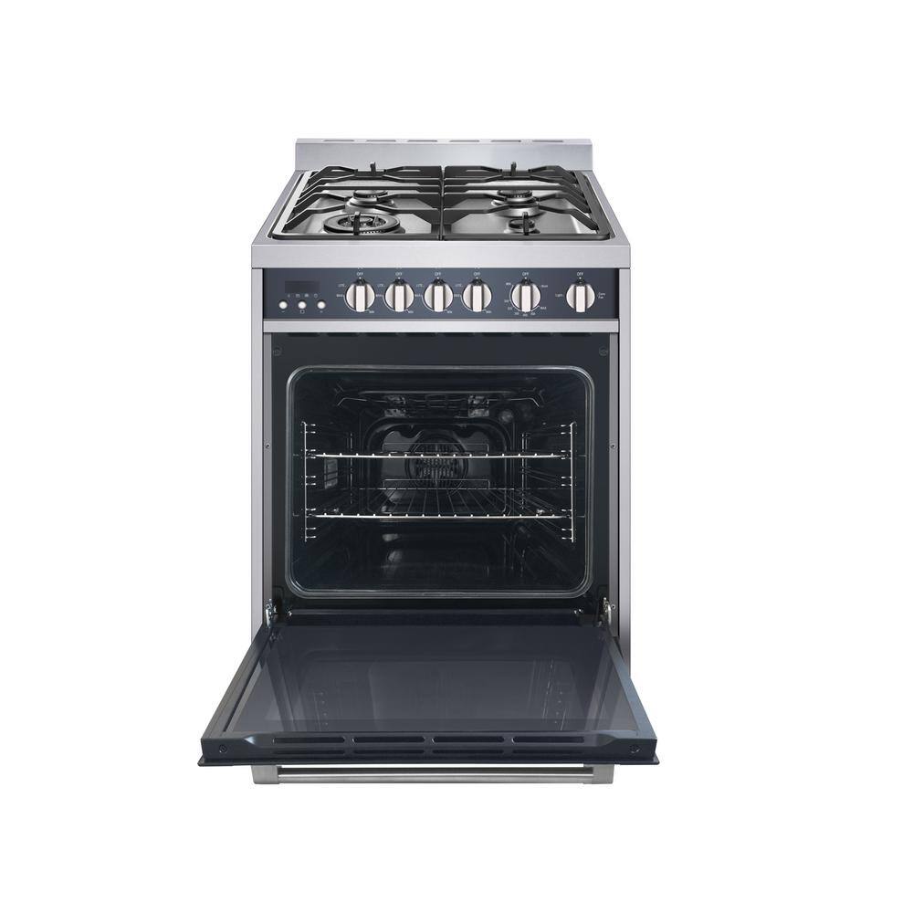 Magic Chef 24 in. 4 Burner Freestanding Gas Range in Stainless Steel MCSRG24S2