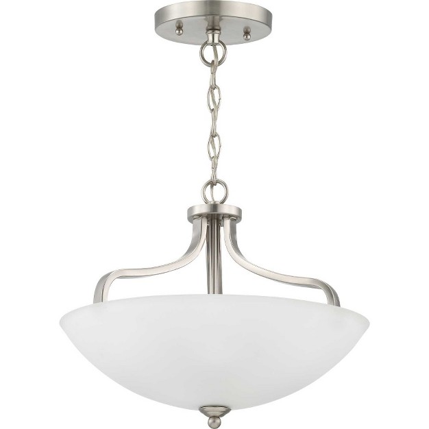 Progress Lighting Laird Collection 3 light Semi flush Fixture Brushed Nickel Glass Shade