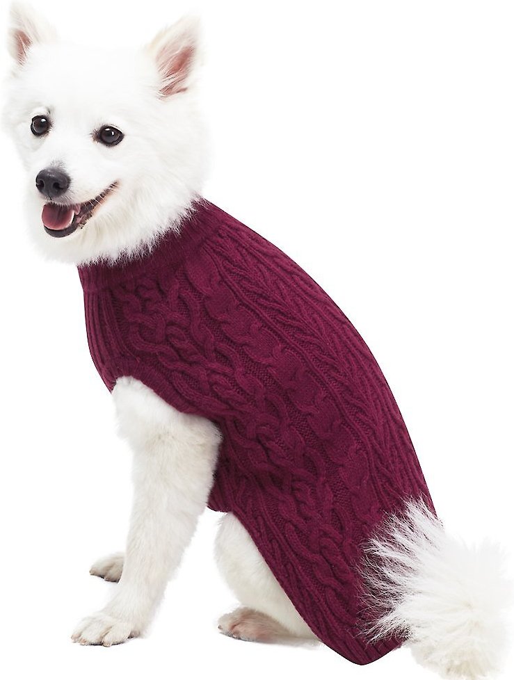 Blueberry Pet Classic Wool Blend Cable Knit Pullover Personalized Dog Sweater