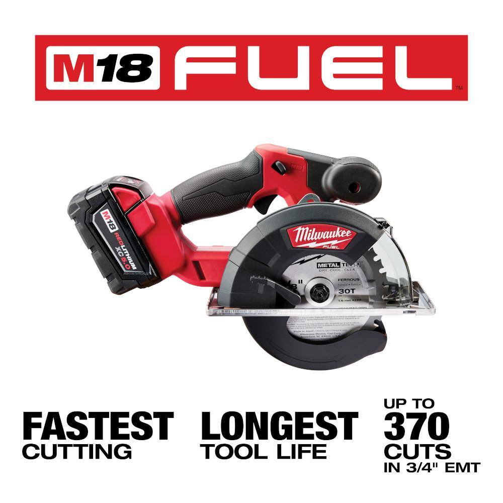 MW M18 FUEL 18-Volt Li-Ion Brushless Cordless Metal Cutting 5-38 in. Circular Saw wMetal Blade  38 in. Impact Wrench 2782-20-2854-20