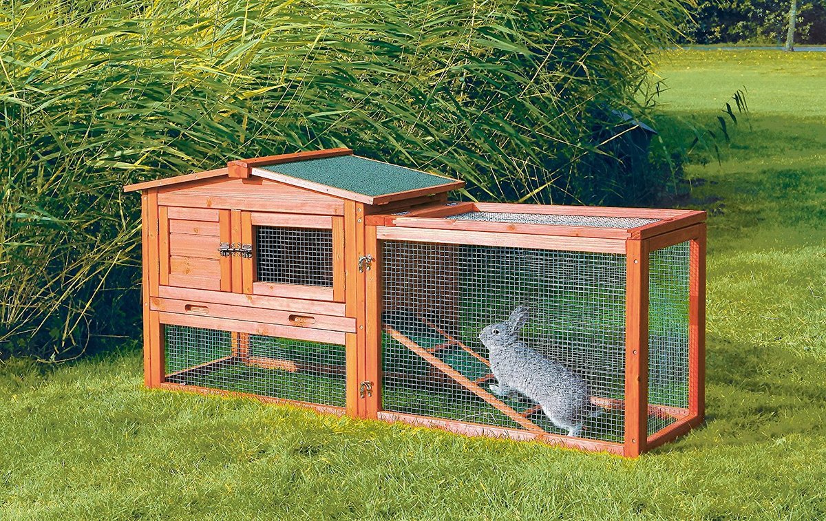 TRIXIE Small Animal Hutch with Outdoor Run， X-Small