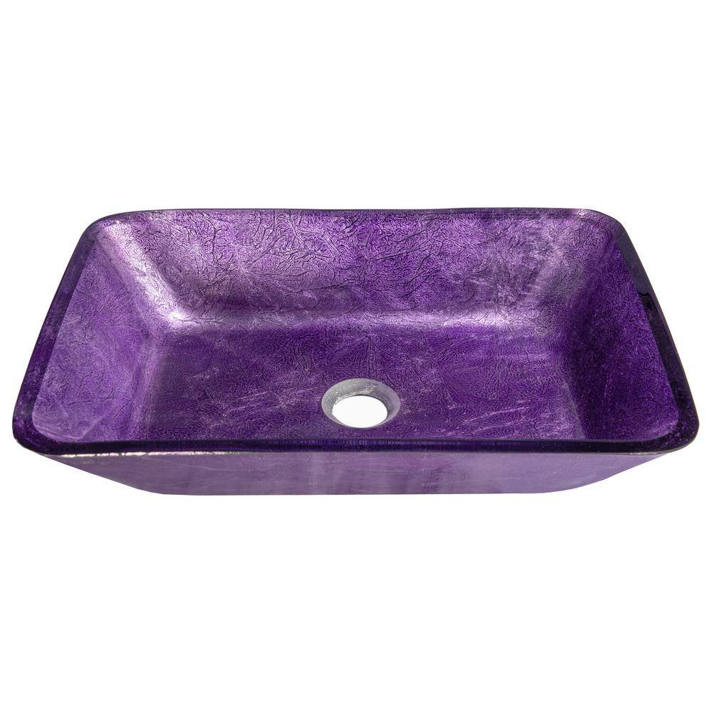 Eden Bath Purple Foil Glass Rectangular Vessel Sink EB_GS78