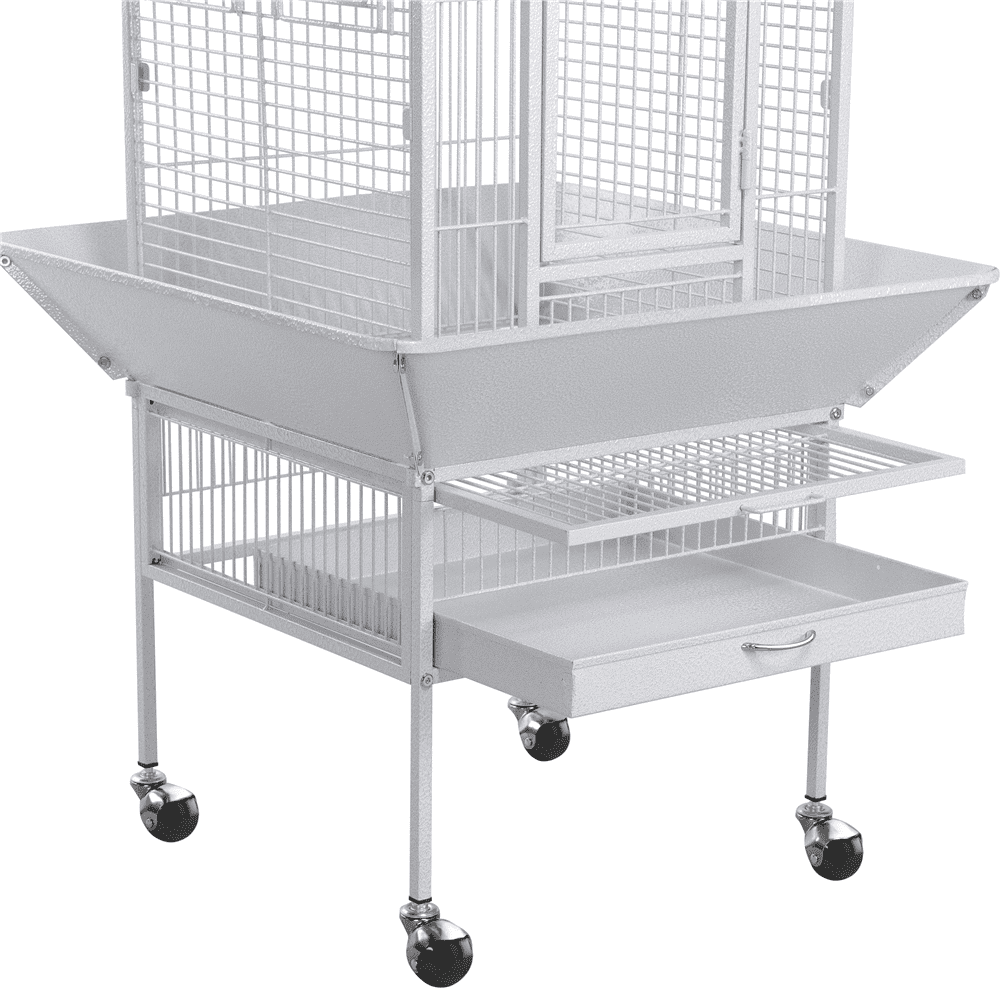 Yaheetech 61.5'' Rolling Play Top Parrot Cage Bird Cage， White