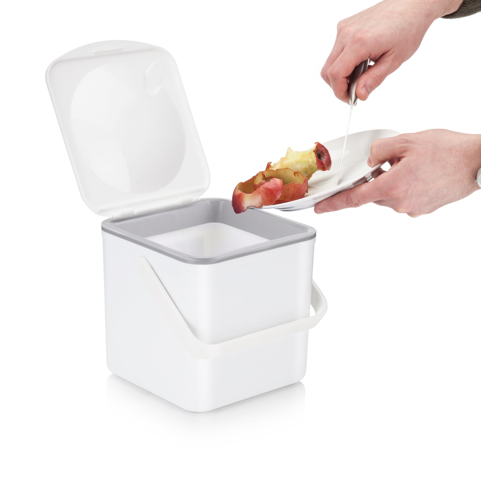 Minky Homecare 0.9 gal White Plastic Kitchen Composting Bin