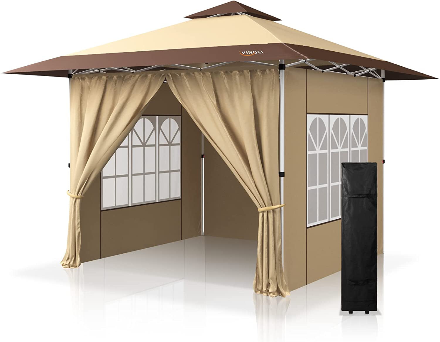 VINGLI Pop Up Canopy Tent 12 x 12ft with Removable 4 Sidewalls & Portable Rolling Carrying Bag, Patio Gazebo Party Tent Outdoor Folding Canopy Tent