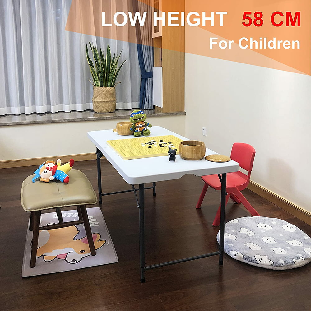 4Ft Folding Table 3 Adjustable Height Portable Plastic Heavy Duty， 48