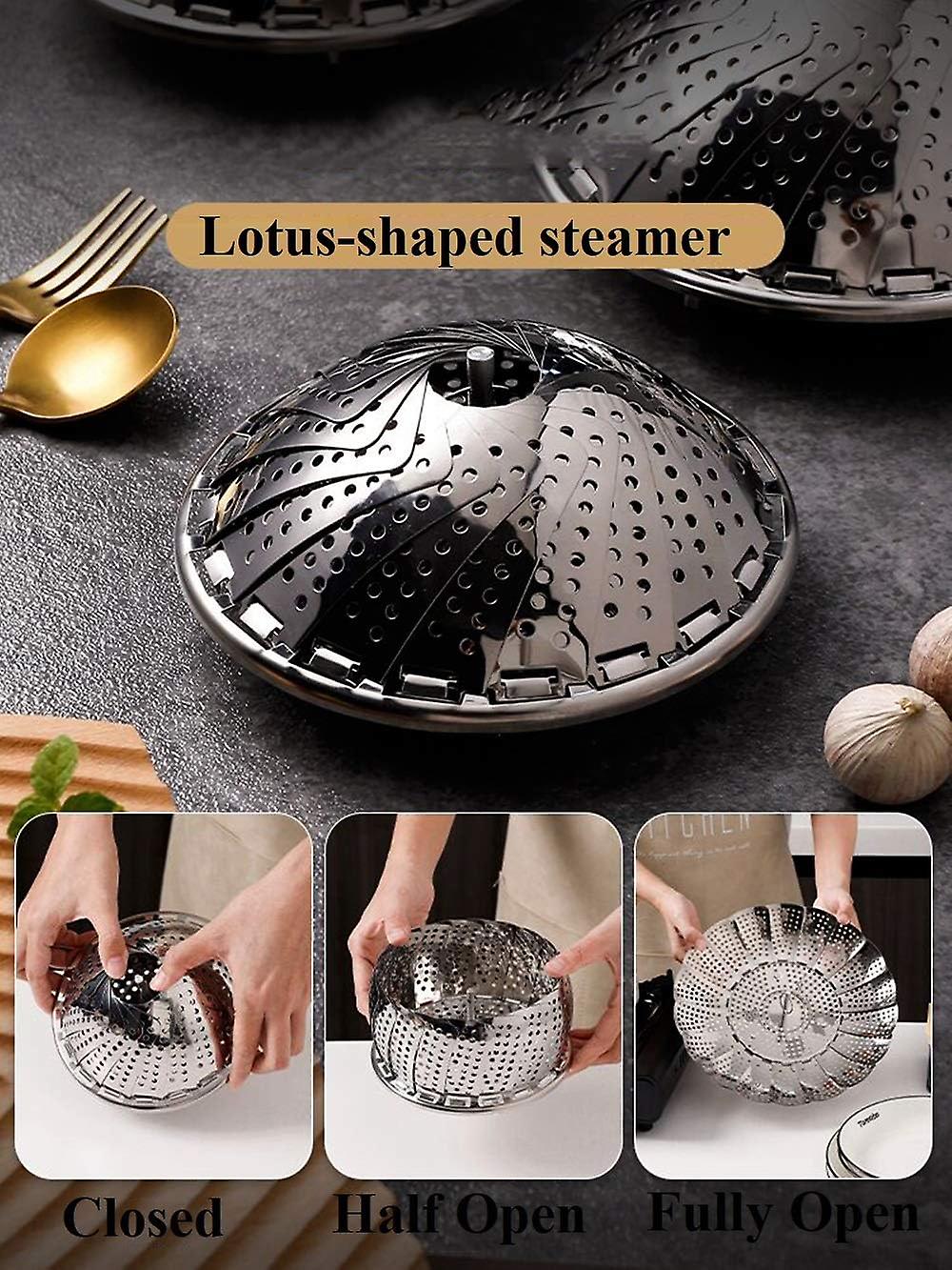 Vegetable Steamer Basket， Premium Stainless Steel Veggie Steamer Basket - For Veggie Fish Seafood Cooking， Expandable To Fit Various Size Pot (7.1