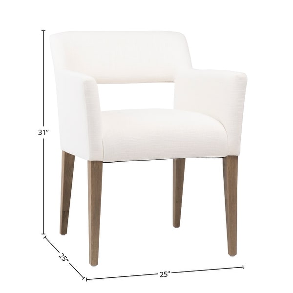 Liamr White Cotton Upholstered Performance Fabric Dining Arm Chair