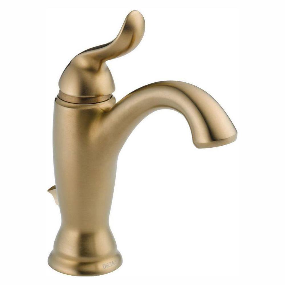 Delta Linden Single Hole Single-Handle Bathroom Faucet with Metal Drain Assembly in Champagne Bronze 594-CZMPU-DST