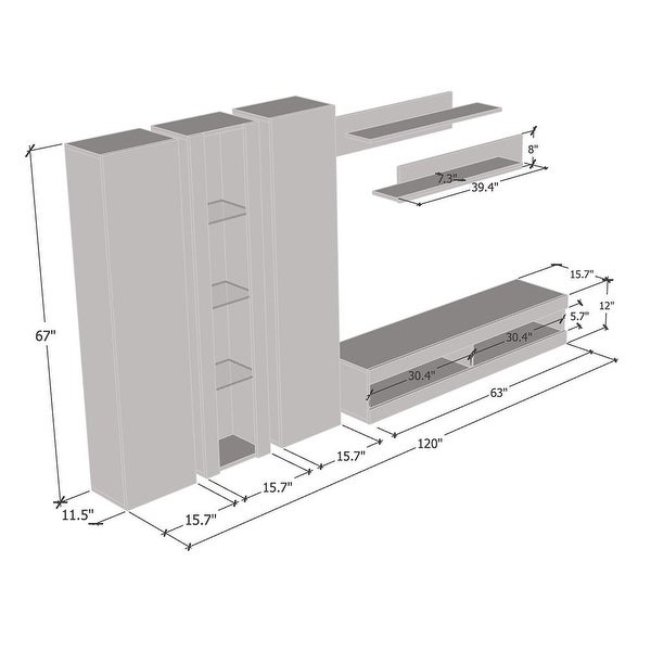 Fly C4 34TV Wall Mounted Floating Modern Entertainment Center