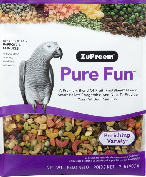 ZuPreem Pure Fun Parrot and Conure Bird Food， 2-lb bag