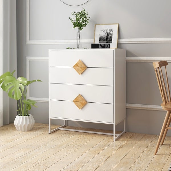 White Modern Sideboard，Kitchen Storage Cabinet with Metal Legs