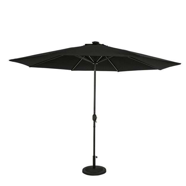 11 x27 X 11 x27 Calypso Ii Market Patio Umbrella With Solar Led Strip Lights Black Island Umbrella