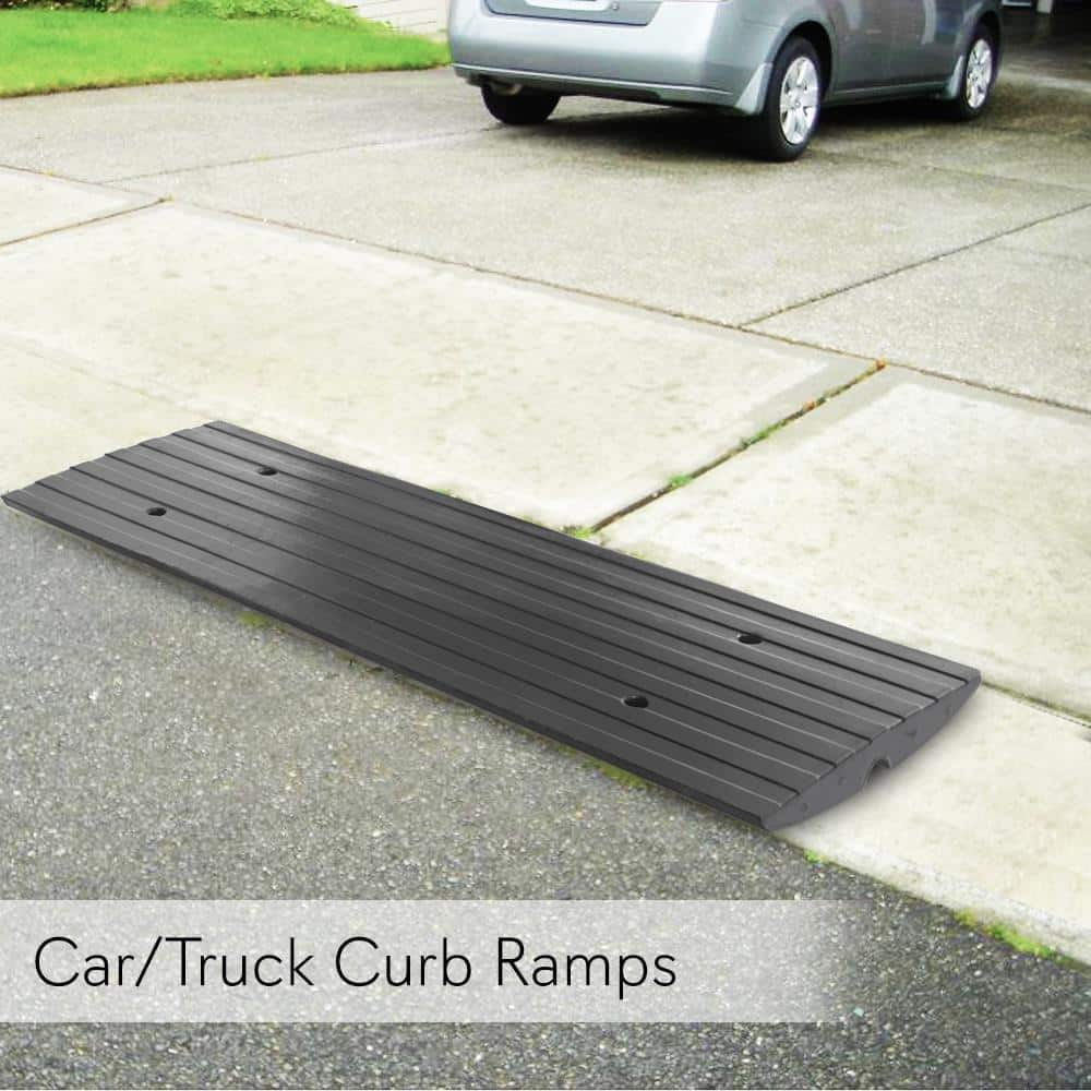 Pyle CarTruck Curb Ramps Driveway Rubber Threshold Car Curb-Side Bridges (3-Piece) PCRBDR23