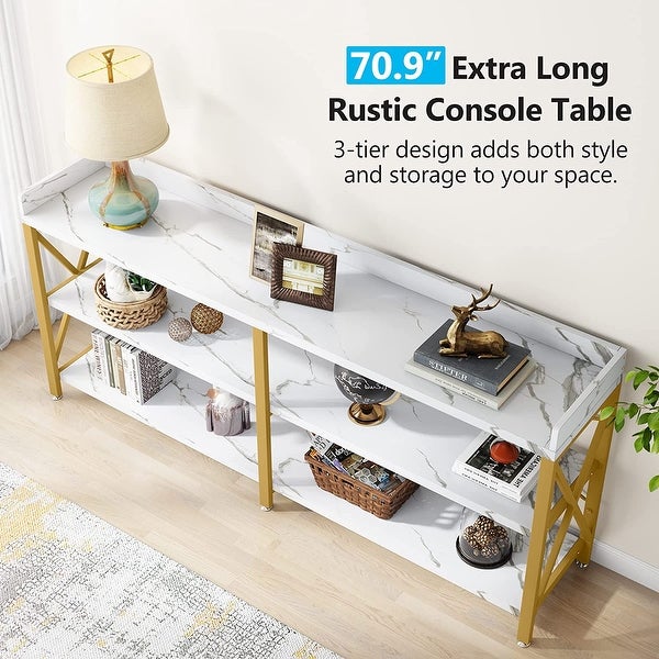 Extra Long Console Table， Narrow Sofa Table Behind Couch