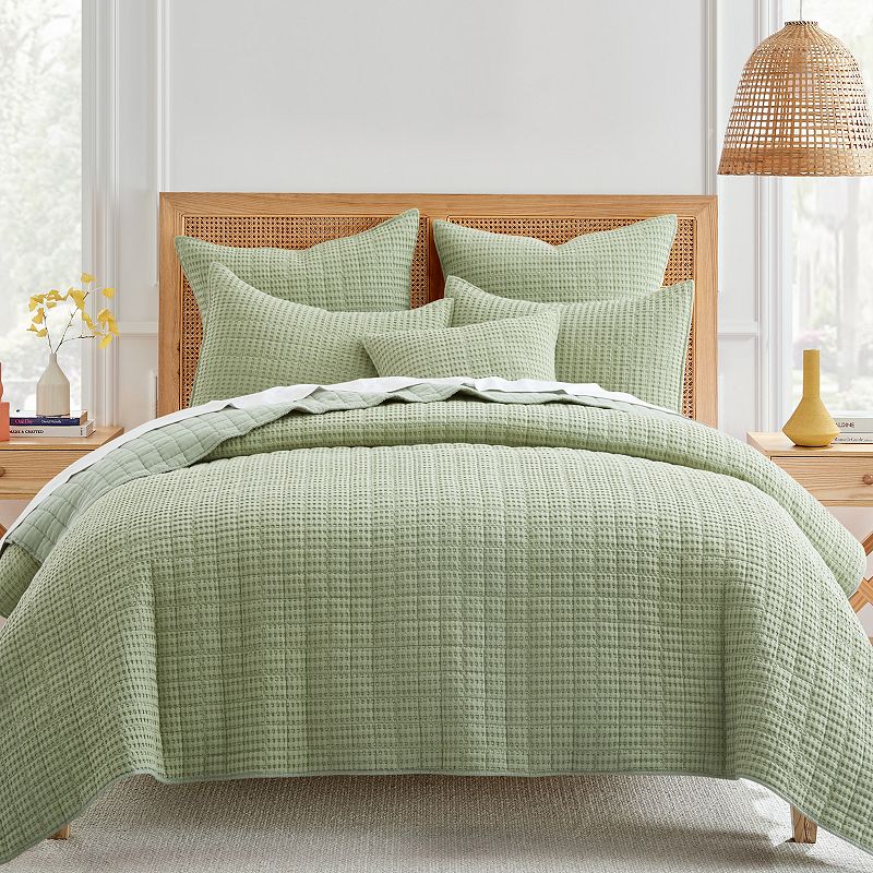 Levtex Home Mills Waffle Knit Green Throw Pillow