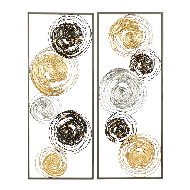 Set Of 2 Metal Abstract Wall Decors Black Olivia amp May