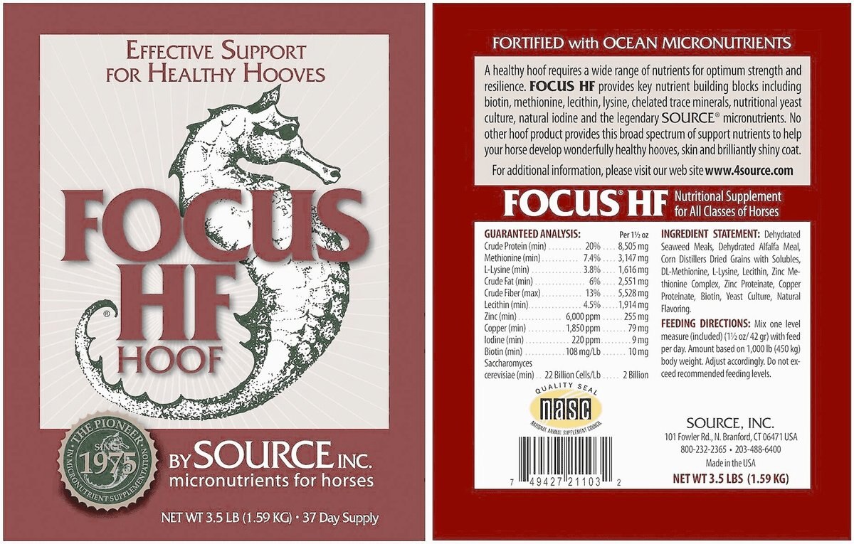 Focus by Source Inc. HF Hoof Health Pellet Horse Supplement