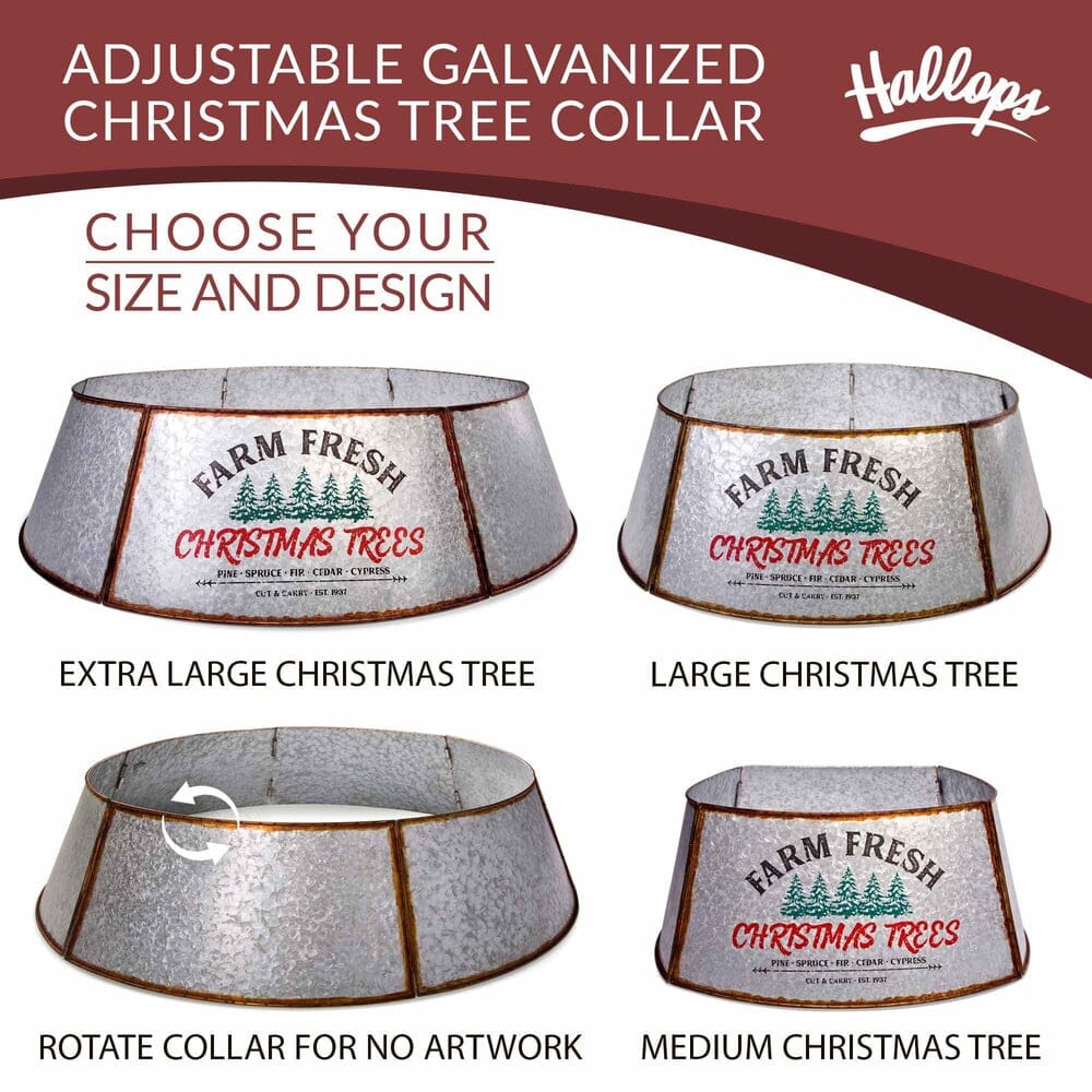 Galvanized Tree Collar - Large To Small Christmas Tree. Adjustable Metal Skirt