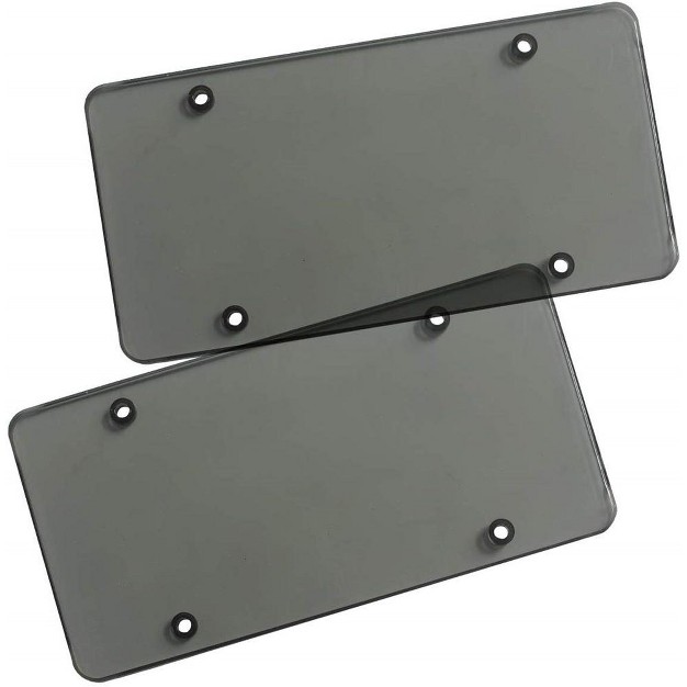 Zone Tech Clear Smoked Unbreakable License Plate Shields 2 pack Novelty license Plate Clear Smoked Flat Thick Shields