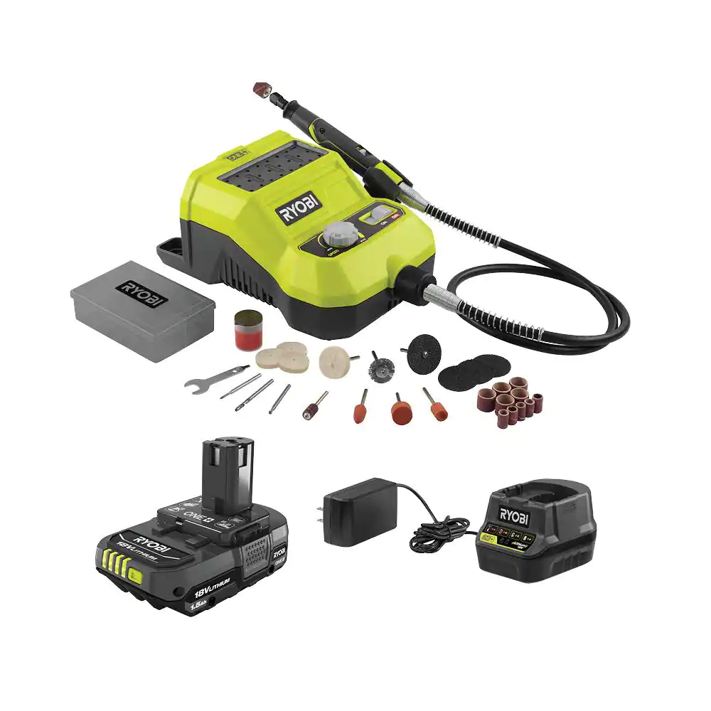 RYOBI P460K1SB ONE+ 18V Cordless Rotary Tool Kit with 1.5 Ah Battery and Charger