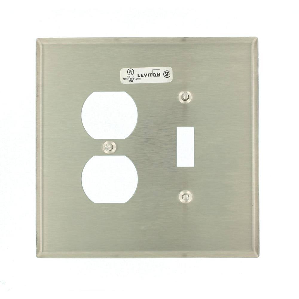 Leviton Stainless Steel 2-Gang 1-Toggle1-Duplex Wall Plate (1-Pack) 84105-40