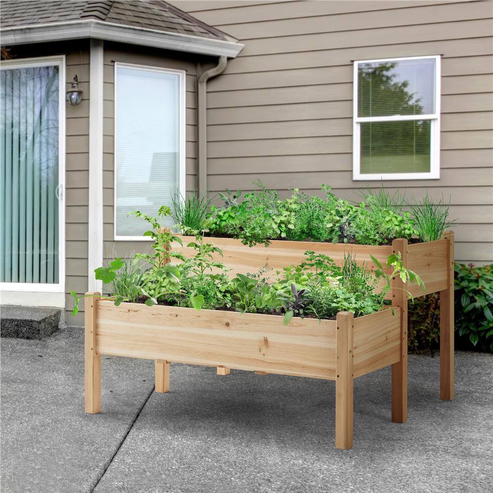 Yaheetech 47 in. L x 41 in. W x 29.5 in. H Wooden 2-tier Raised Garden Bed DYkwjl0001