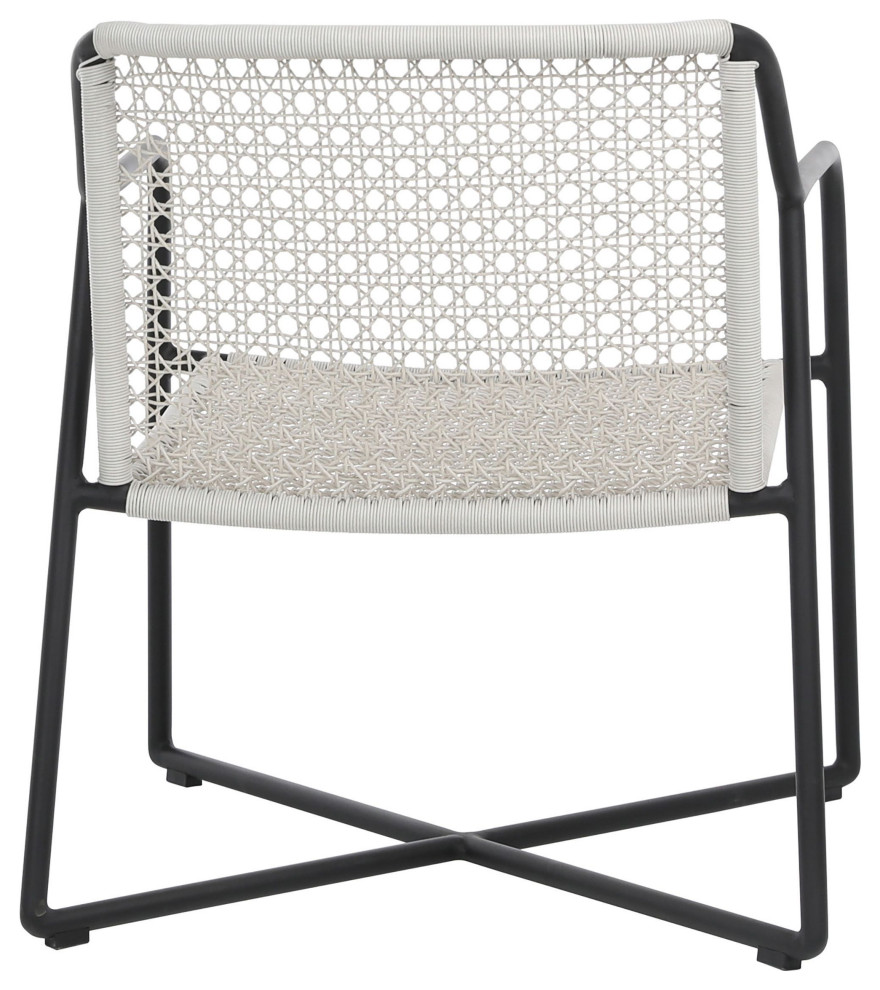 Augustina Indoor Outdoor Grey and Black Woven Rope and Iron Occasional Chair   Tropical   Outdoor Dining Chairs   by Karina Living  Houzz