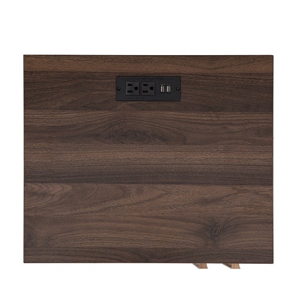 Wooden Nightstand with Usb Charging Ports， End Table for allway， Foyer， Den， Living Room，Gray+Walnut