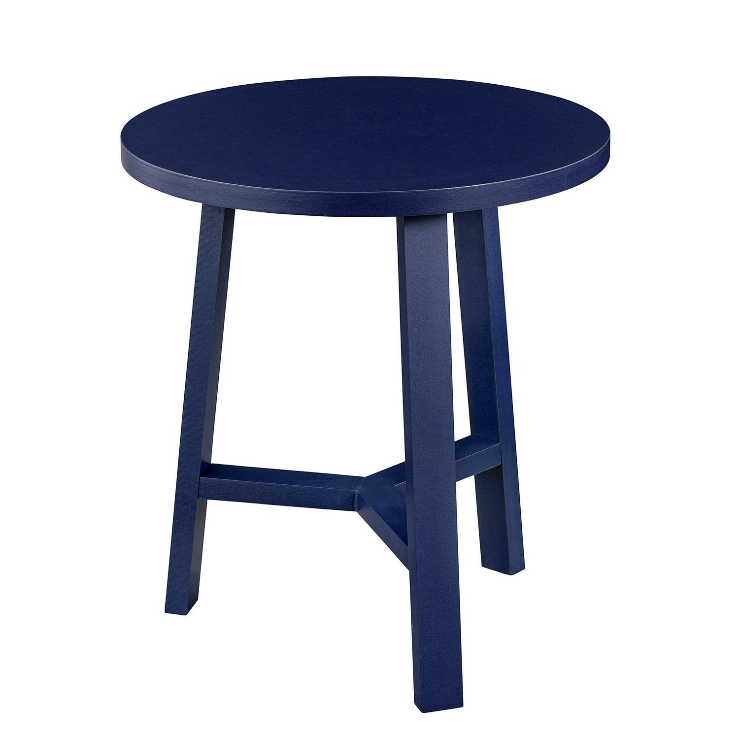 Gap Home Mid-Century Modern Simple 3-Leg Round Coffee and Side Table， Set of 2， Blue