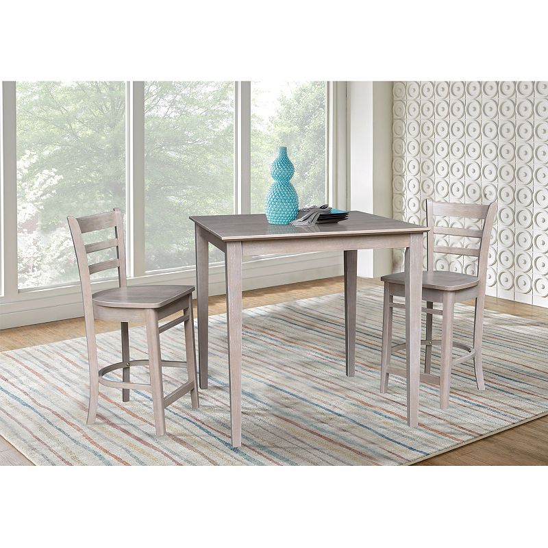 International Concepts Gray Taupe Dining Table and Emily Counter Stool 3-piece Set