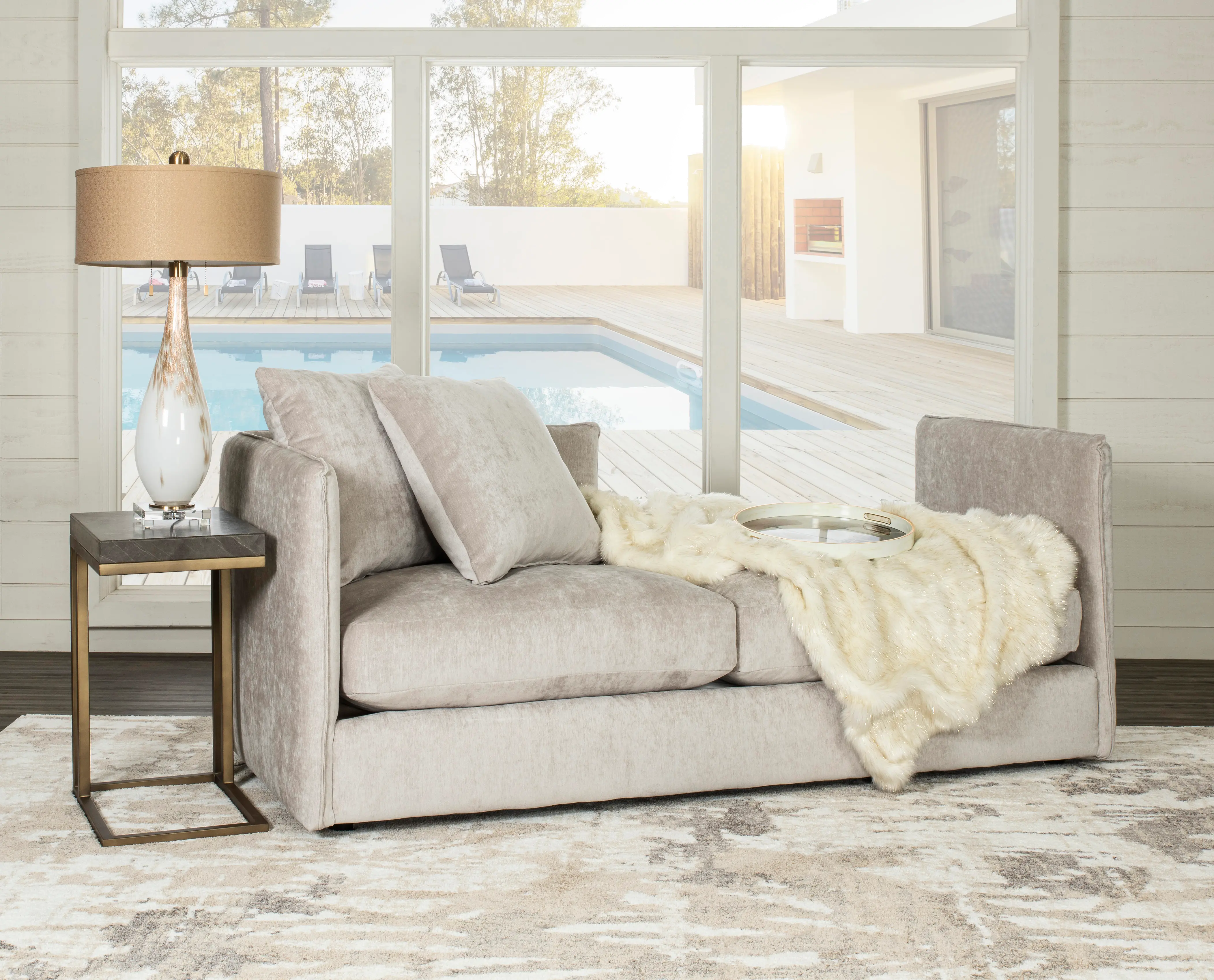 Ansel Left-Facing Fog Gold Chaise Lounge