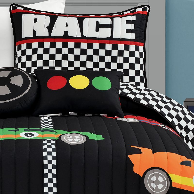 Lush Decor Racing Cars Quilt Set with Shams