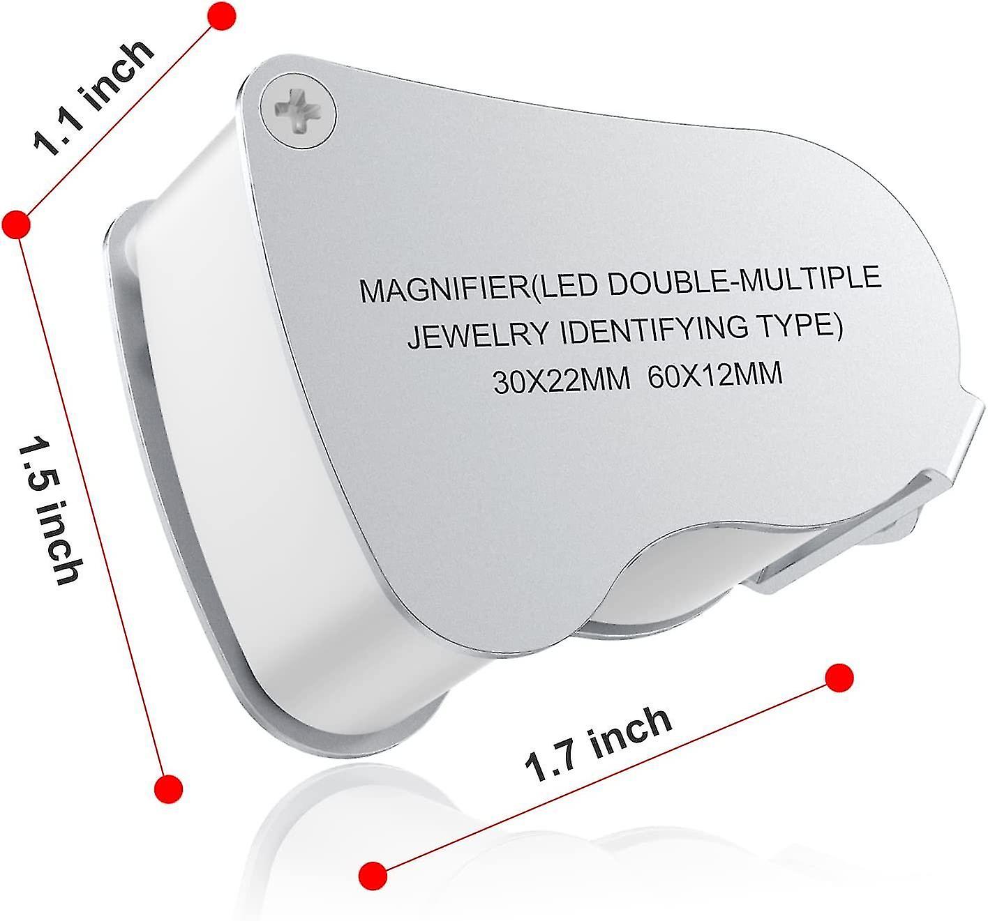 Magnifying Glass With Light， 30x 60x Jewellers Loupe， Portable Pocket Jewelers Loupe Magnifier For G