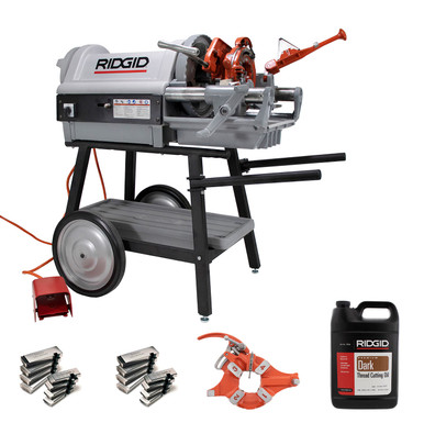 Reconditioned RIDGID 1224 Pipe Threader 26092 with Heads Dies Oil  New Cart - Affordable Tools