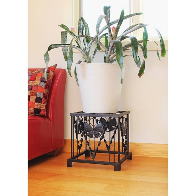 Iron Modern Indoor Outdoor Julia Butterfly Plant Stand Black Powder Coat Finish Achla Designs