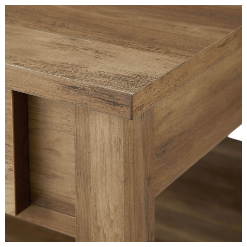 Bellevue WEIF52136 Country Farmhouse 30 quotSquare Slat Base Coffee   Transitional   Coffee Tables   by Buildcom  Houzz