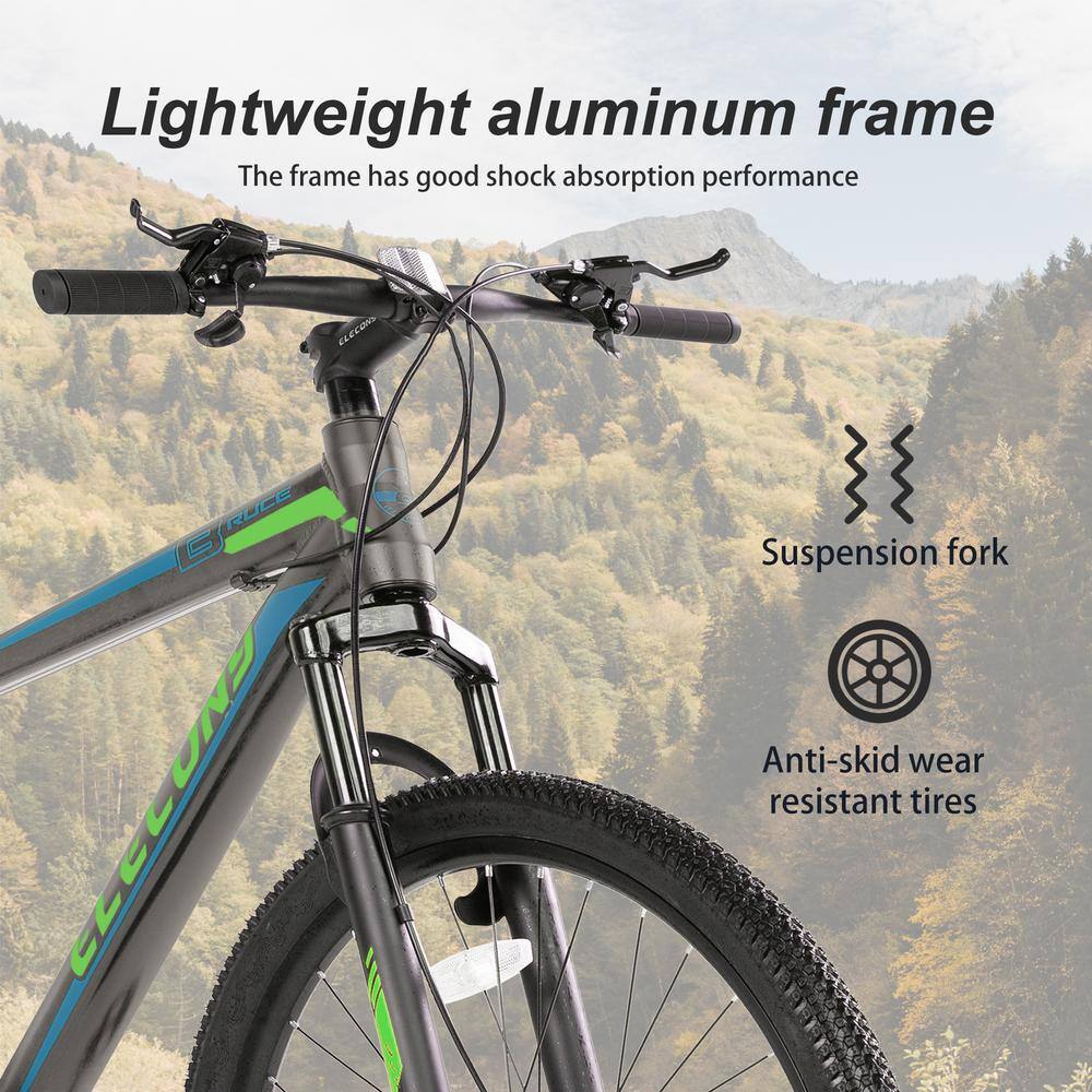 27.5 in. Gray Mountain Aluminum Bike Shimano 21 Speeds with Mechanical Disc Brakes BYY412-13